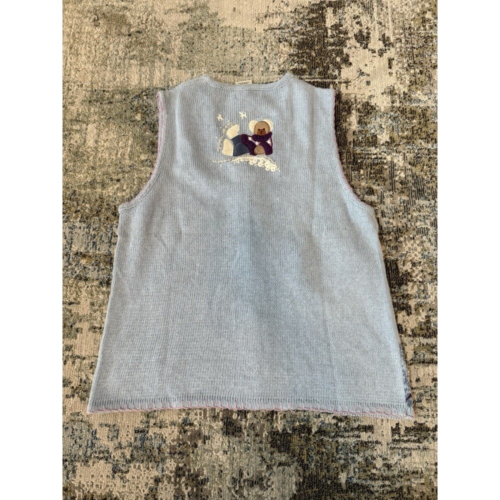 VTG White Stag Sweater Vest Womens L Ugly Christmas Winter Skating Teddy Bears - Picture 5 of 6
